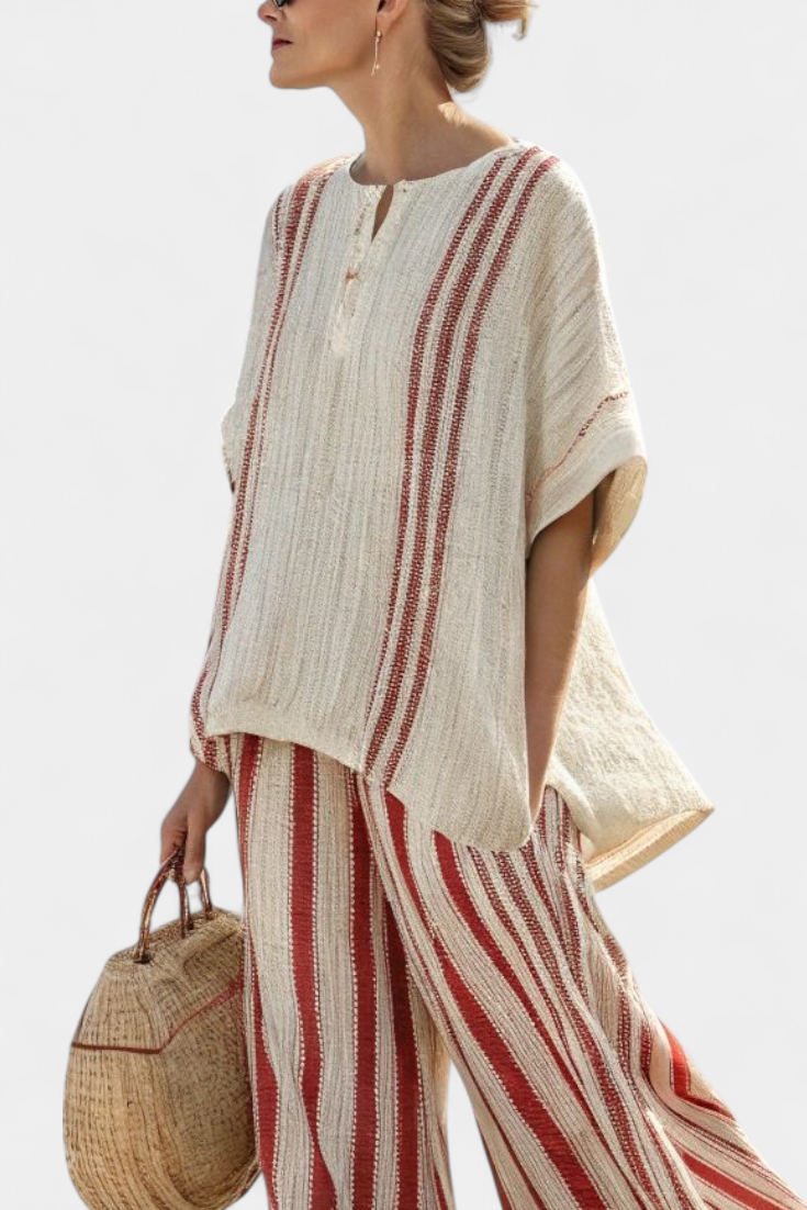 Vanessa - Elegant Red Stripes Set