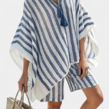 Sadie - Striped Blouse and Shorts Set