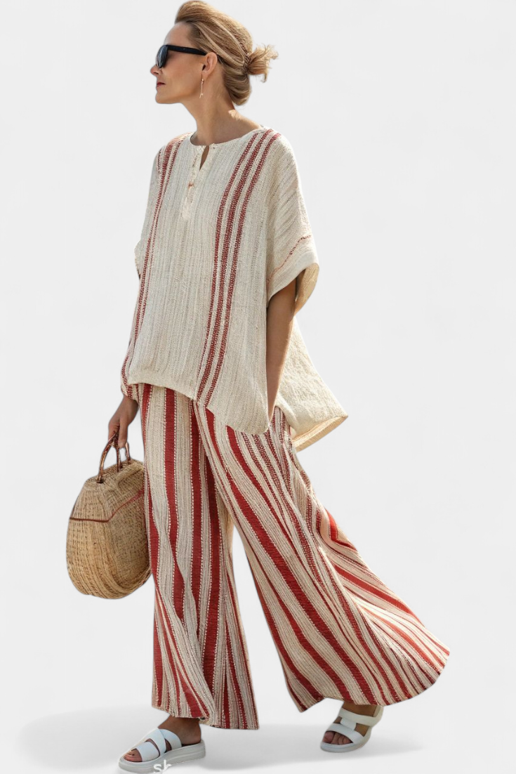 Vanessa - Elegant Red Stripes Set