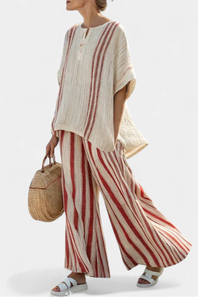 Vanessa - Elegant Red Stripes Set