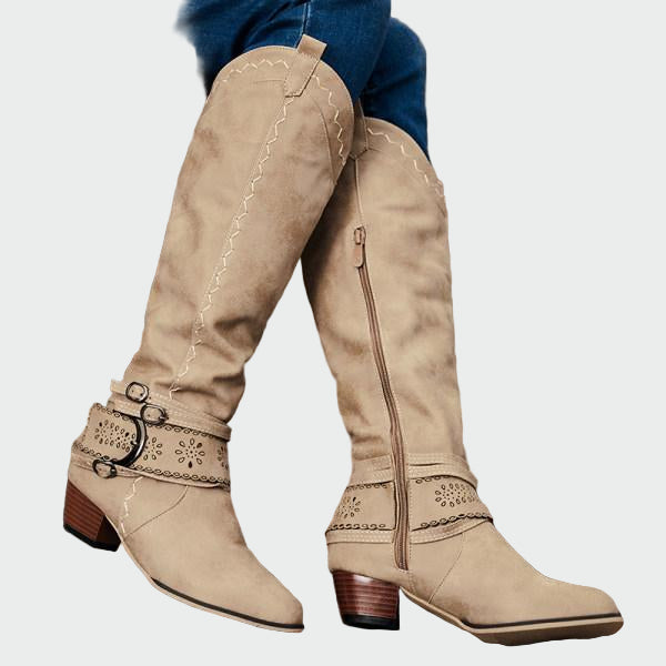 Felicity - Retro Faux Leather Cowboy Boots