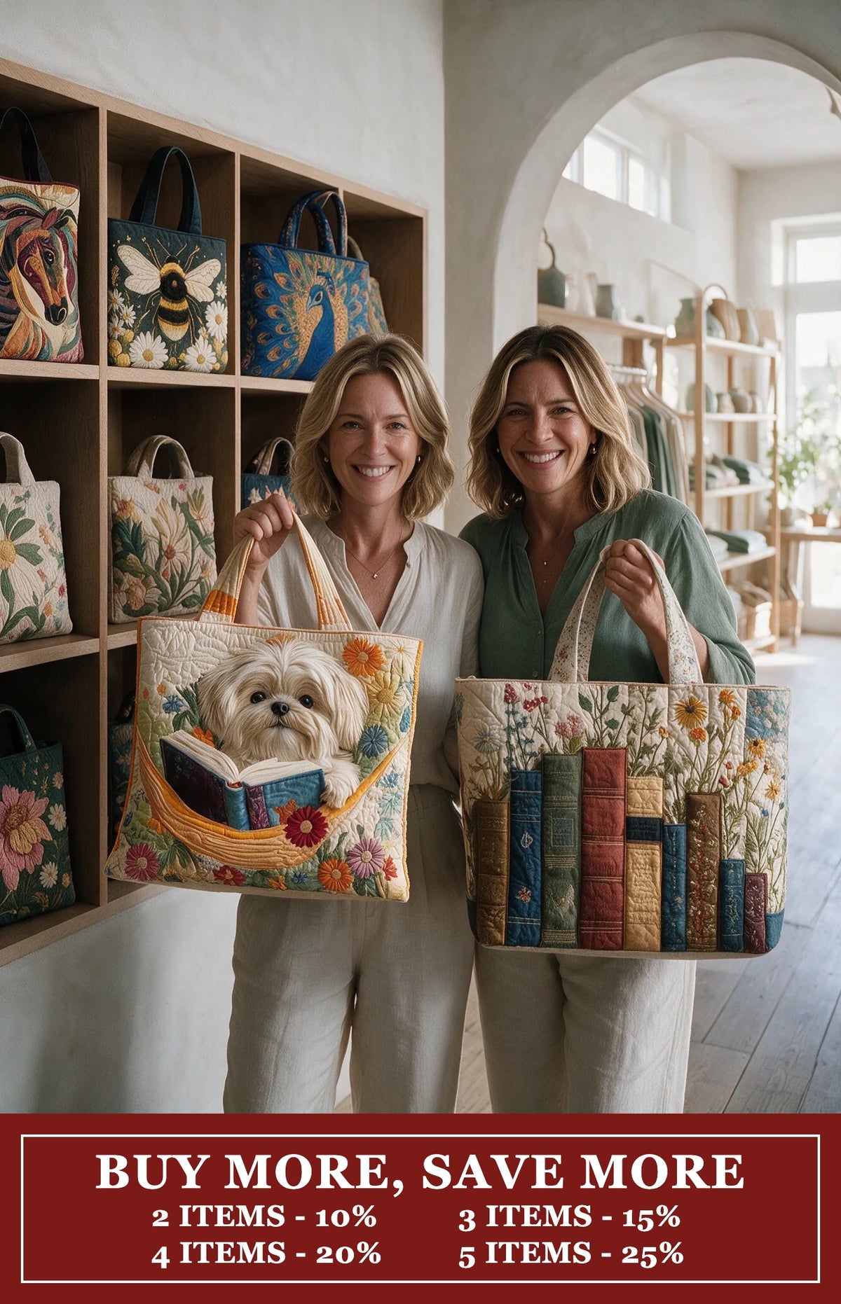 Quilted Tote Bags - Buy more, save more (mobile)
