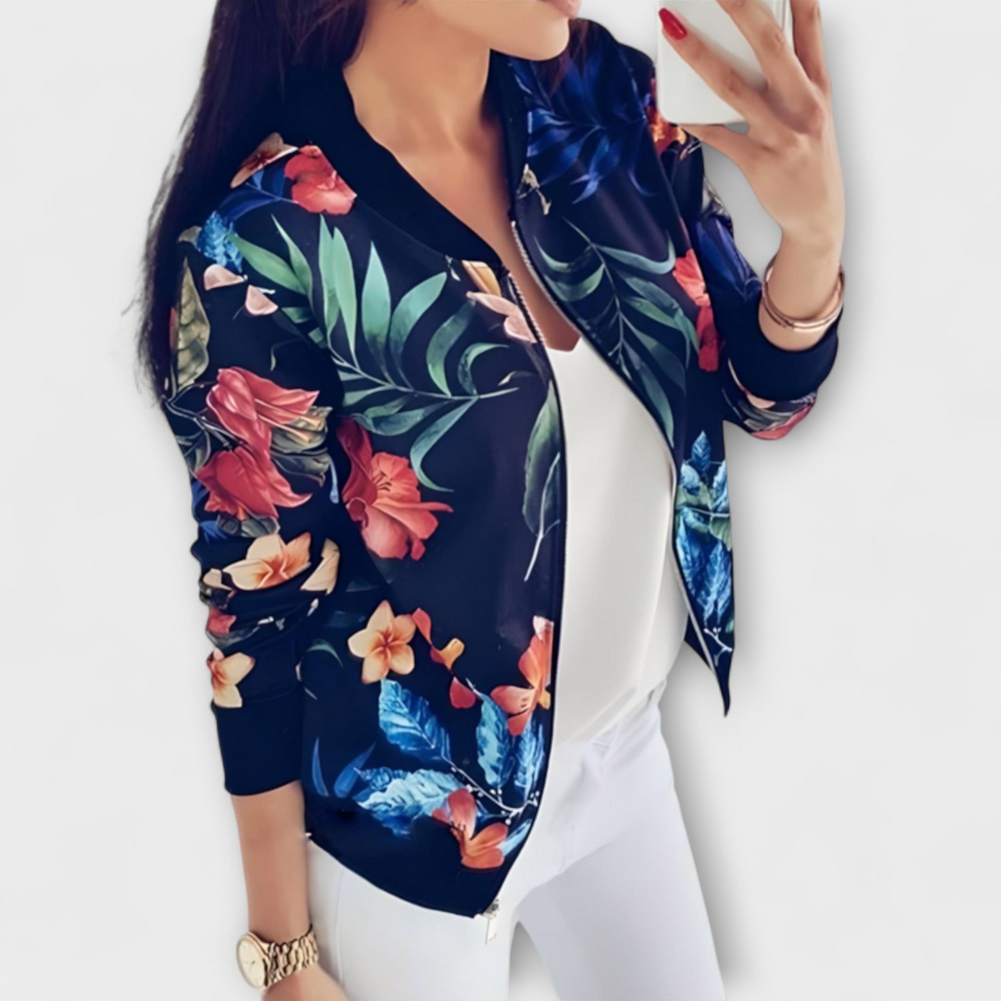 Ophelia - Elegant Floral Bomber Jacket