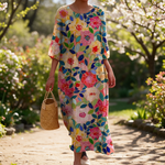 Fleur spring dress in a sunlit garden