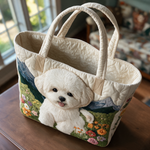 Dot quilted tote bag interior lining