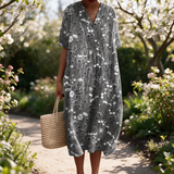 Delta spring dress in a sunlit garden