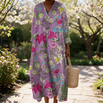 Pippa spring dress in a sunlit garden