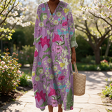 Pippa spring dress in a sunlit garden