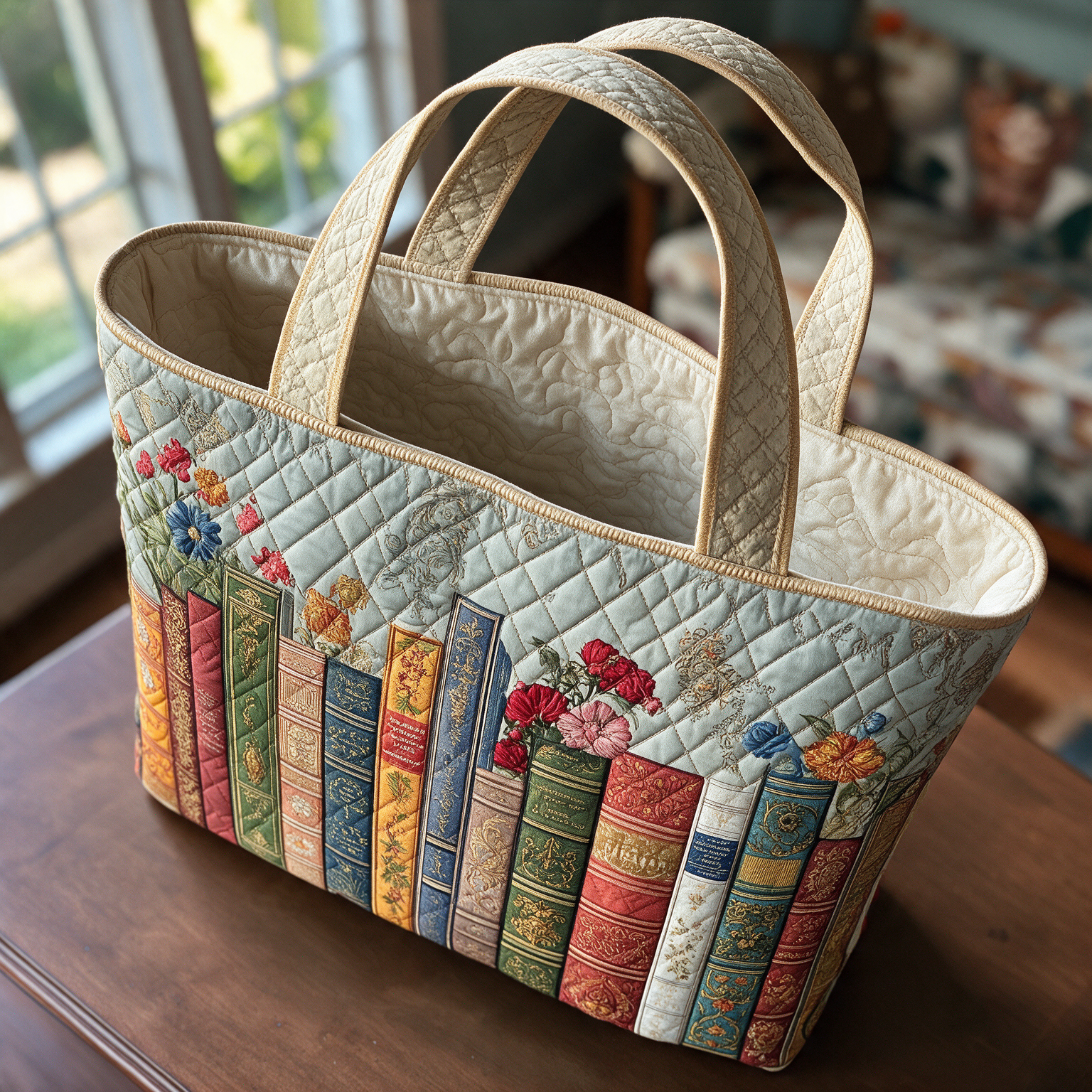 Libby quilted tote bag interior lining