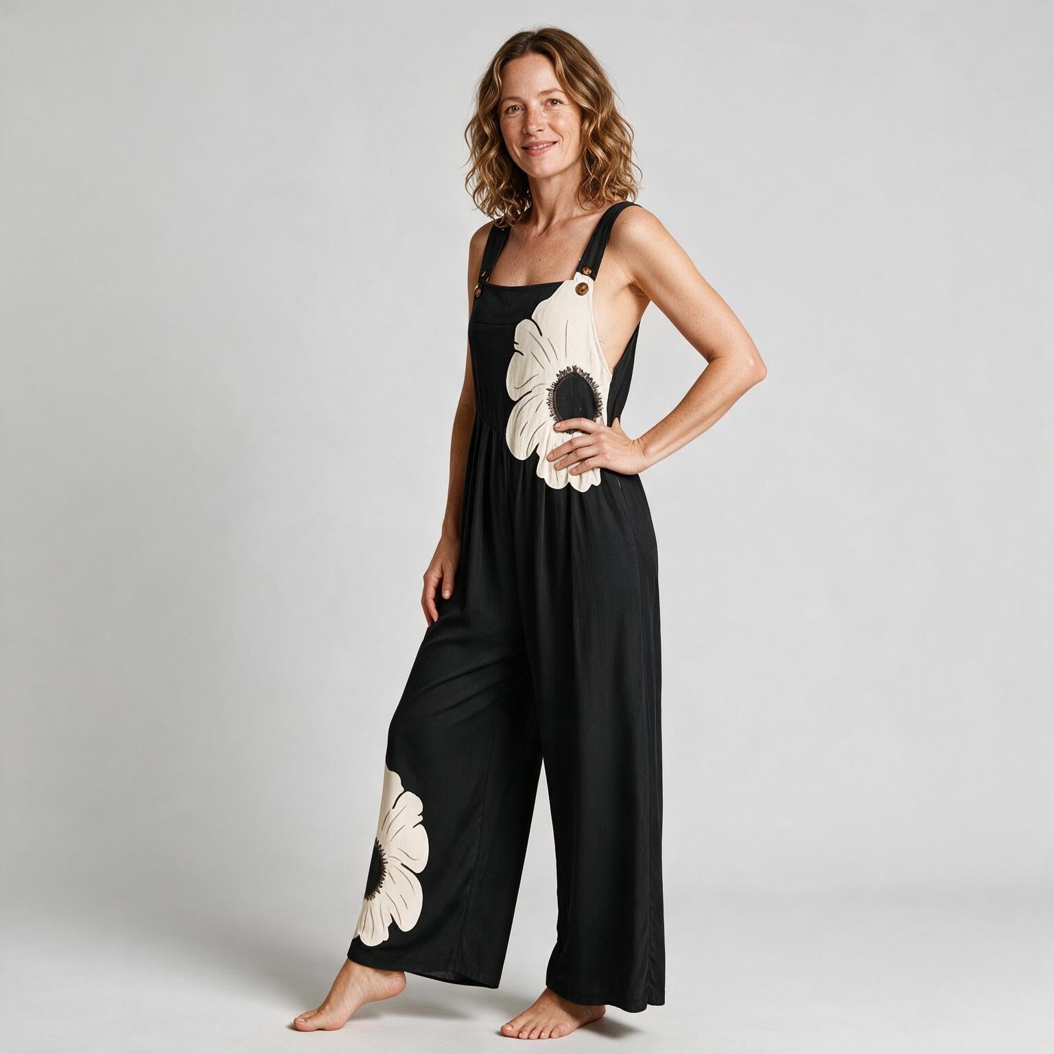 Olivia Comfort Fit Printed Jumpsuit - side view