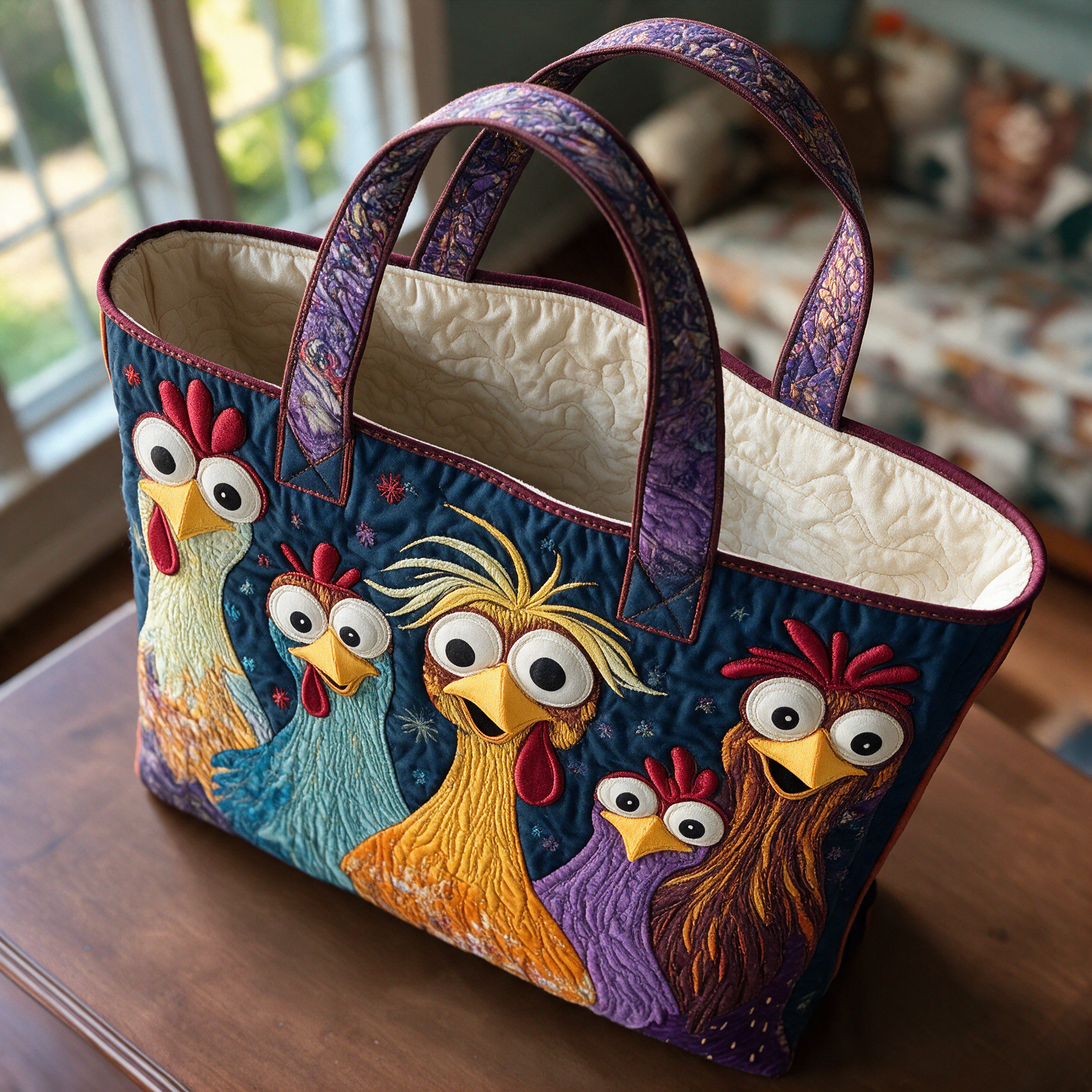 Chrissie quilted tote bag interior lining