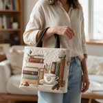 Carol quilted tote bag worn on the shoulder