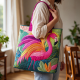 Fleur quilted tote bag worn on the shoulder