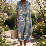 Lisou spring dress in a sunlit garden