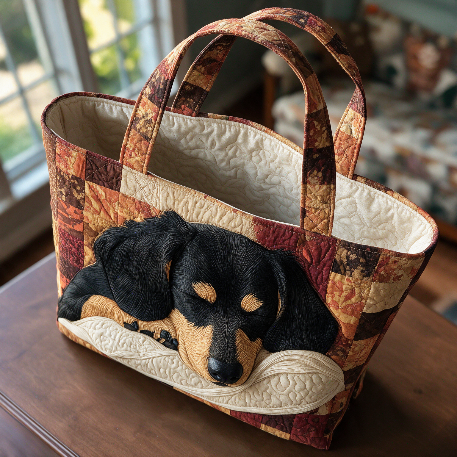 Tracey quilted tote bag interior lining