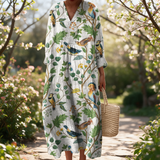 Elise spring dress in a sunlit garden