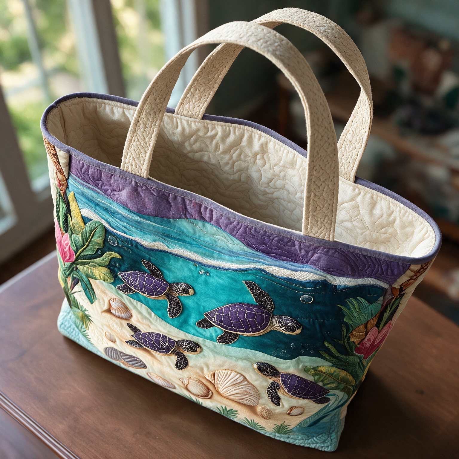 Carmel quilted tote bag interior lining