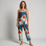 Violet Garden Print Jumpsuit - front view