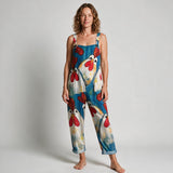 Violet Garden Print Jumpsuit - front view