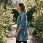 Everly Long Blouse - Blue - side