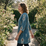 Everly Long Blouse - Blue - side