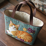 Olive quilted tote bag interior lining