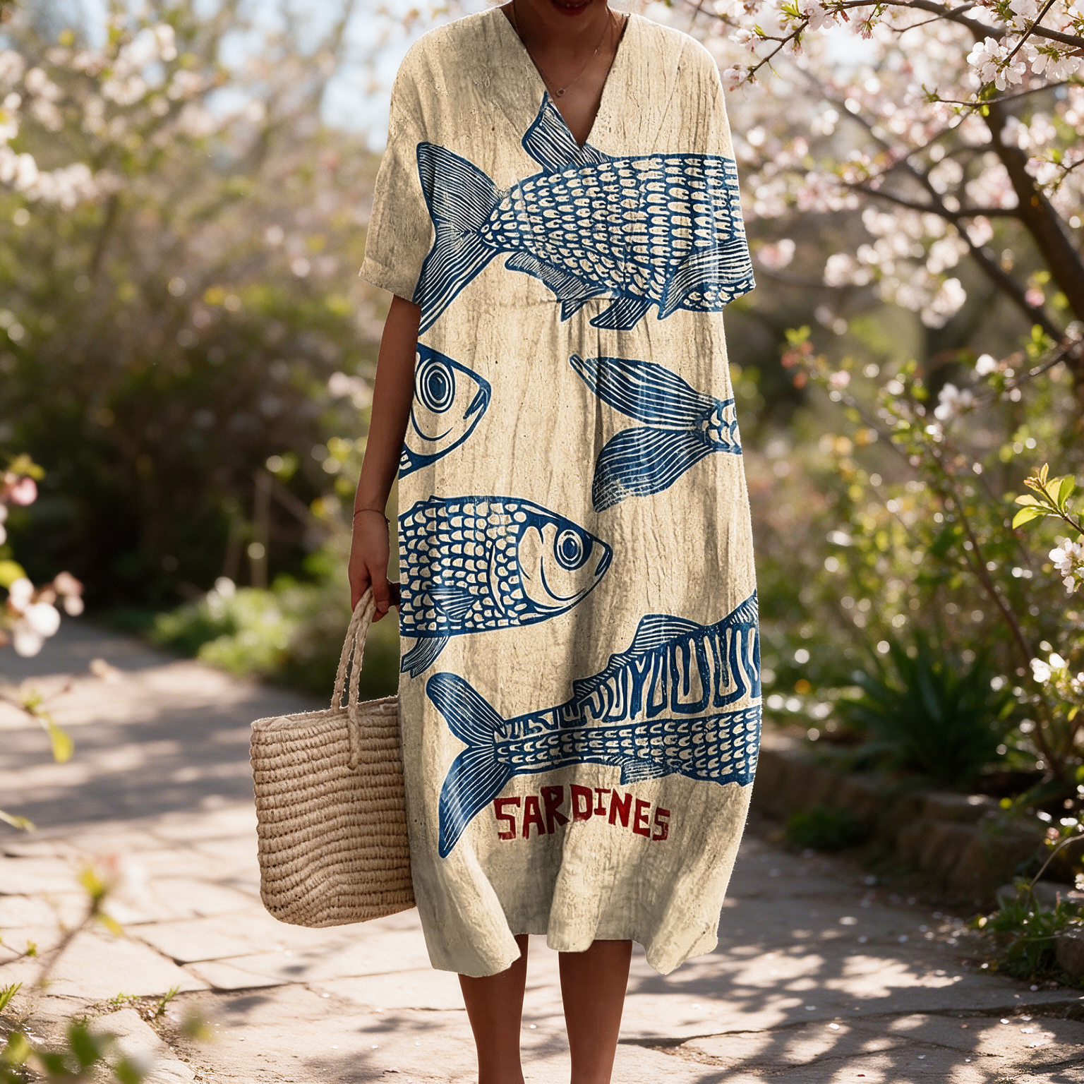 Sandra spring dress in a sunlit garden
