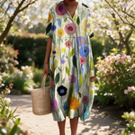 Lydia spring dress in a sunlit garden