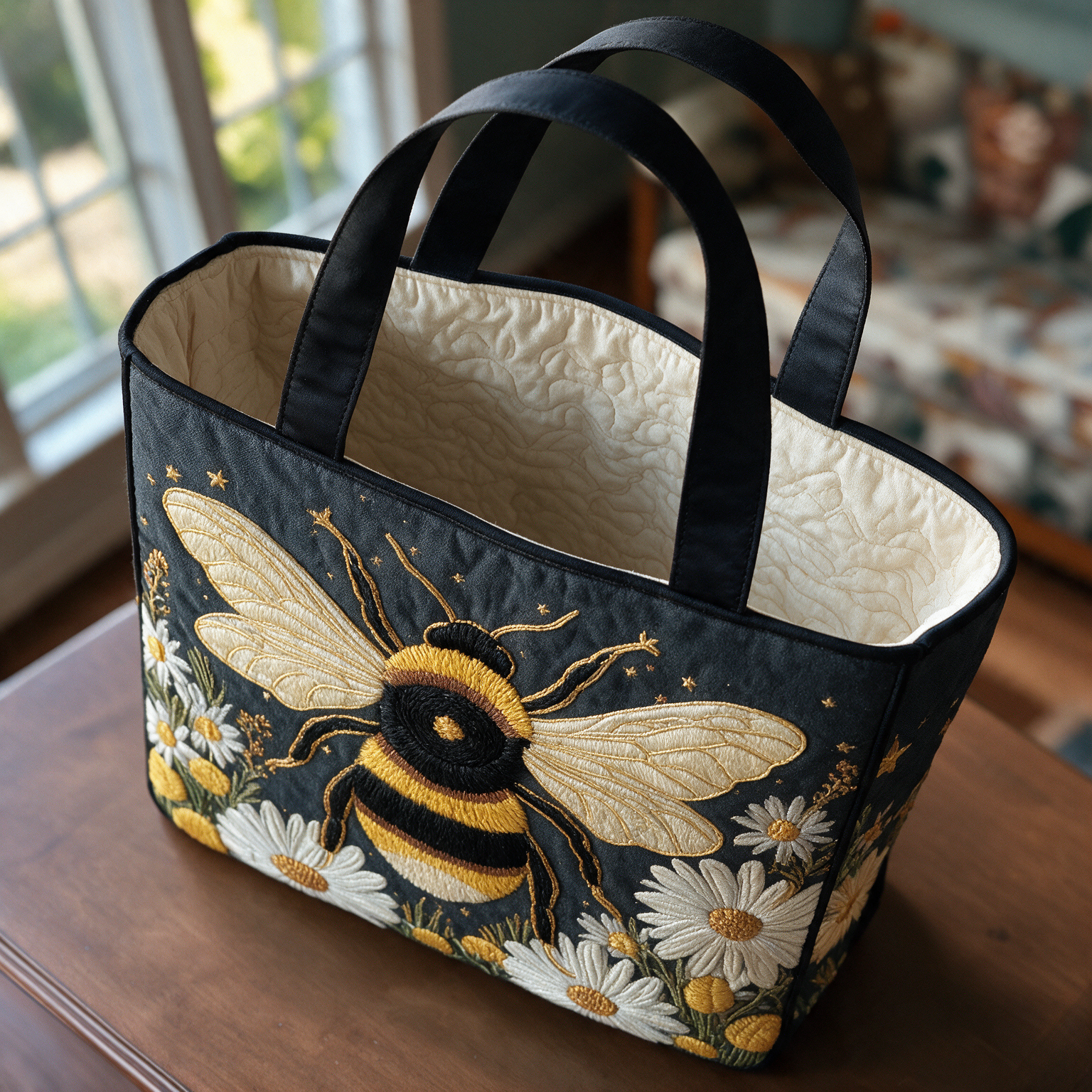 Bea quilted tote bag interior lining