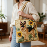 Rosemary quilted tote bag worn on the shoulder