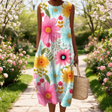 Felicity spring dress in a sunlit garden