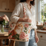 Lorraine quilted tote bag worn on the shoulder