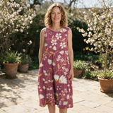 Jenny spring dress front view on garden terrace