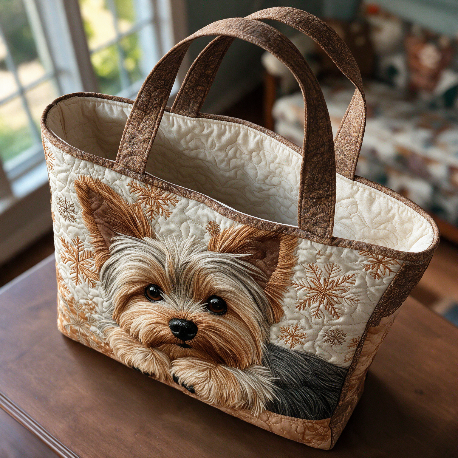 Glenda quilted tote bag interior lining