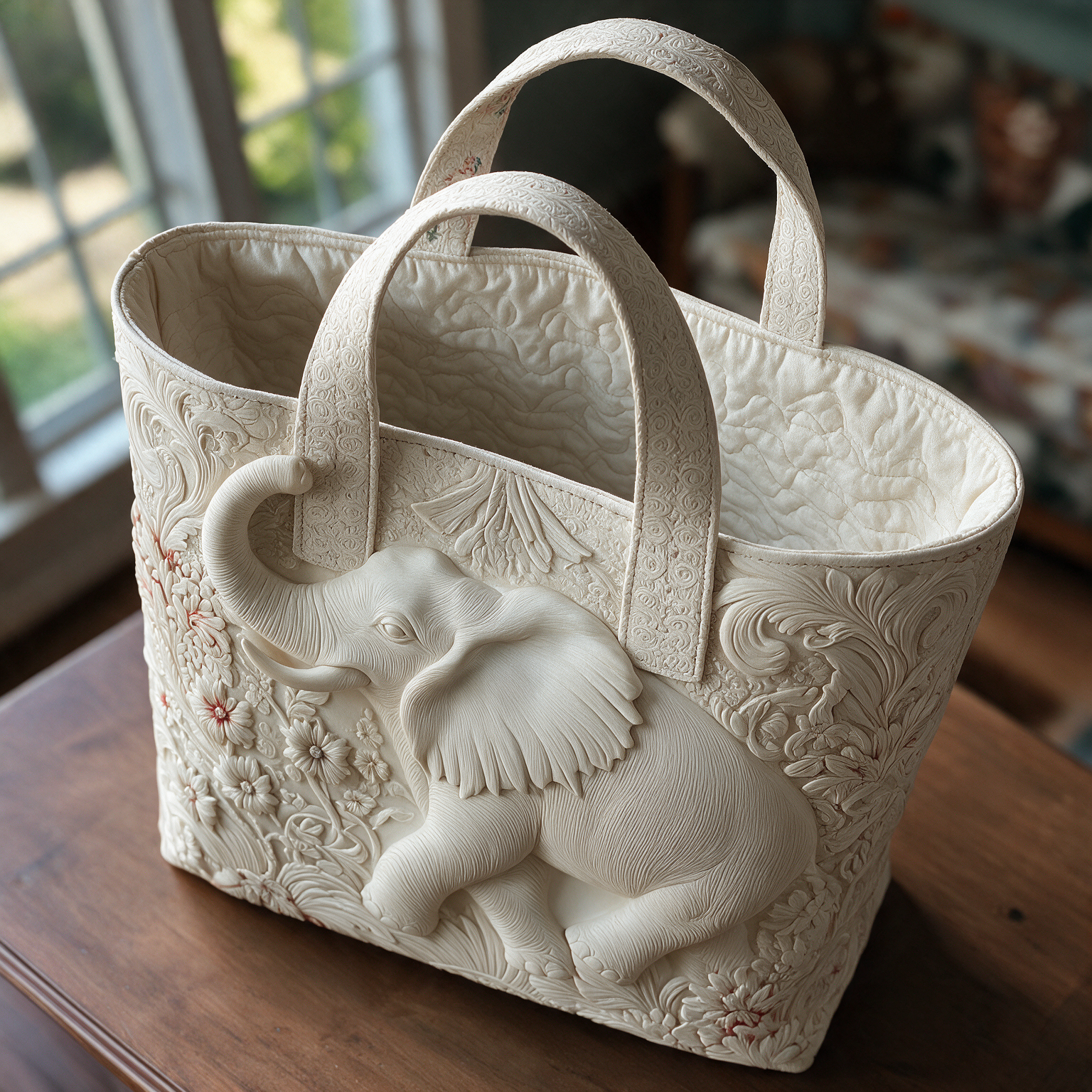 Ellen quilted tote bag interior lining