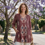 Everly Long Blouse - Red - front