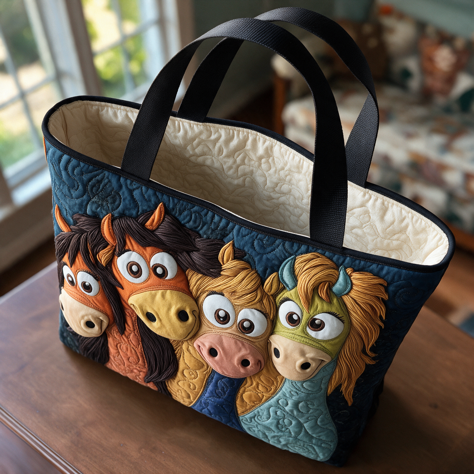 Polly quilted tote bag interior lining