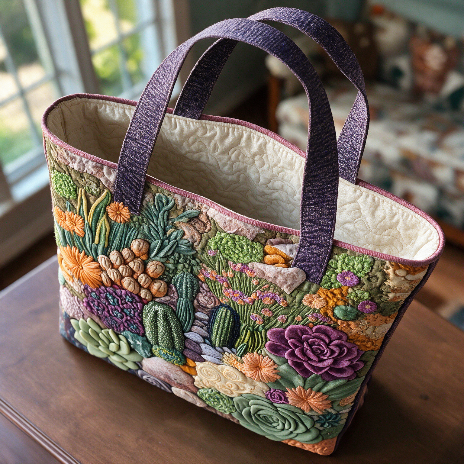 Trudy quilted tote bag interior lining