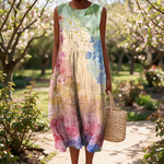 Brunelle spring dress in a sunlit garden