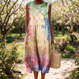 Brunelle spring dress in a sunlit garden