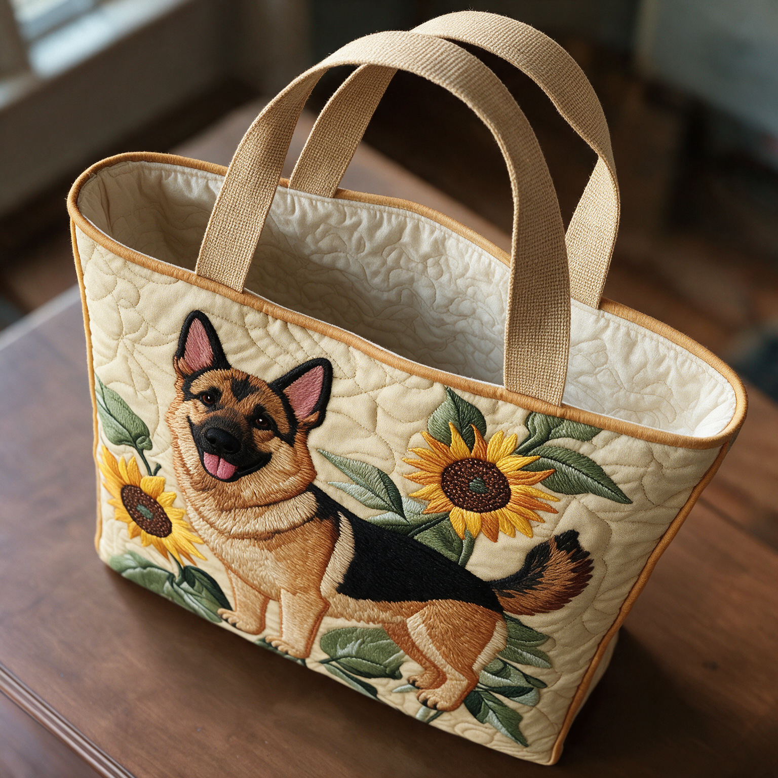 Rosemary quilted tote bag interior lining