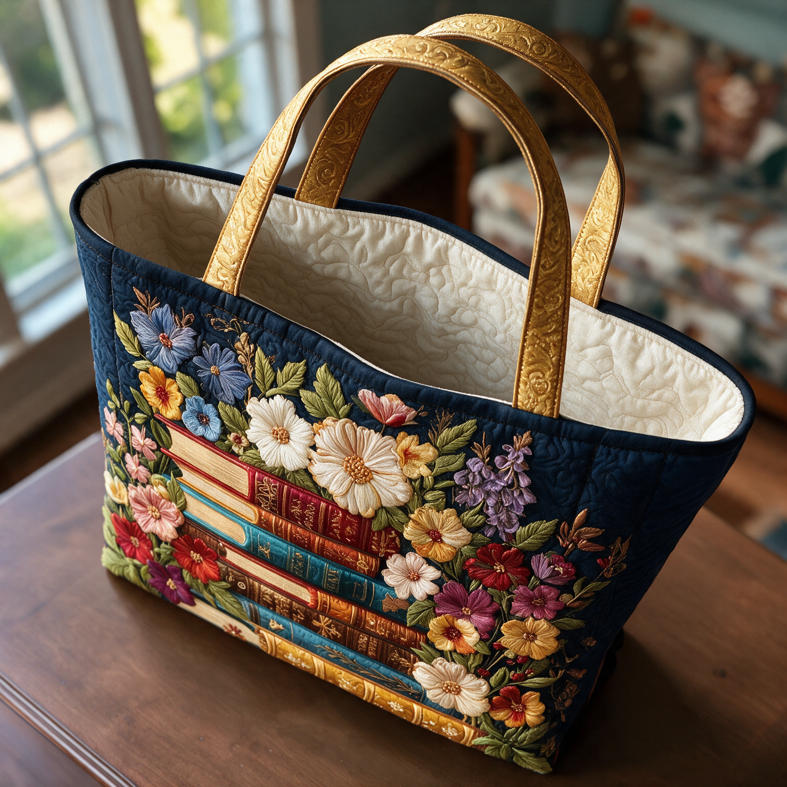 Lynette quilted tote bag interior lining