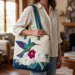 Rhonda quilted tote bag worn on the shoulder