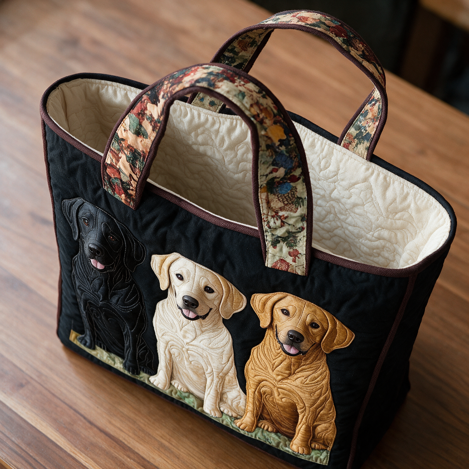 Lyn quilted tote bag interior lining