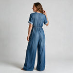 Matilda Short Sleeve V-Neck Jumpsuit - back view