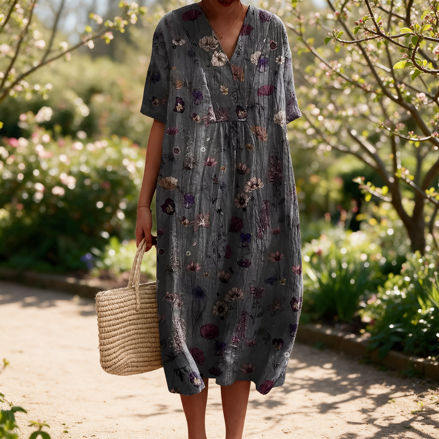 Marnie spring dress in a sunlit garden