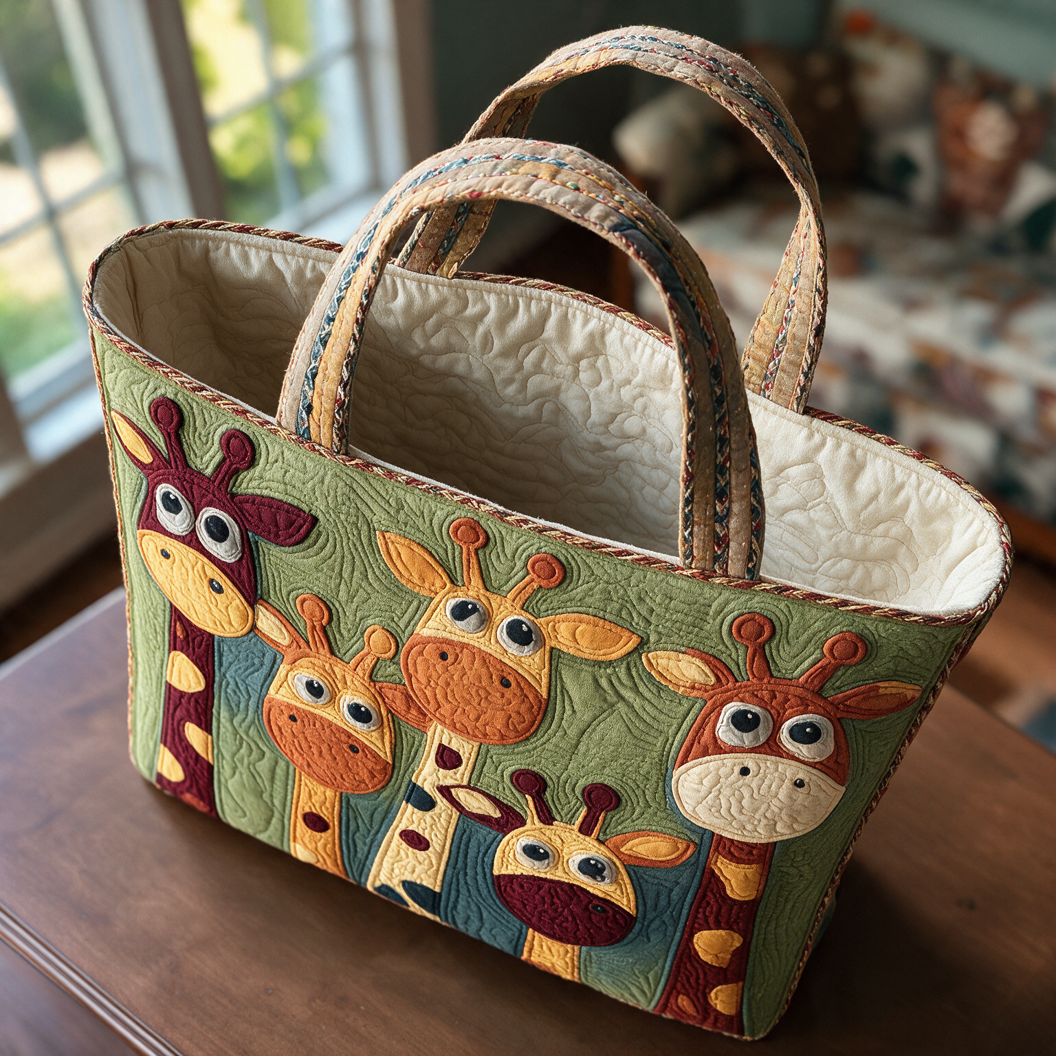 Heather quilted tote bag interior lining