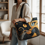 Maree quilted tote bag worn on the shoulder