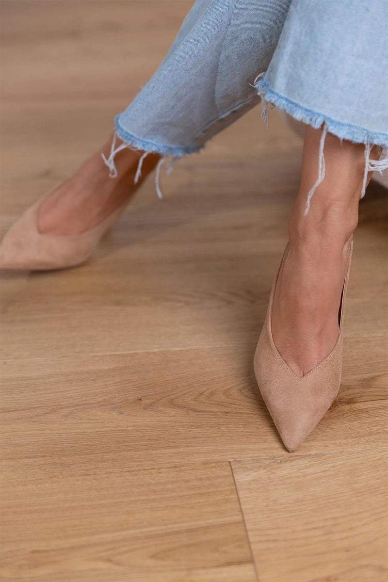 Isla - Nude Slingback Pumps with Slim Heel