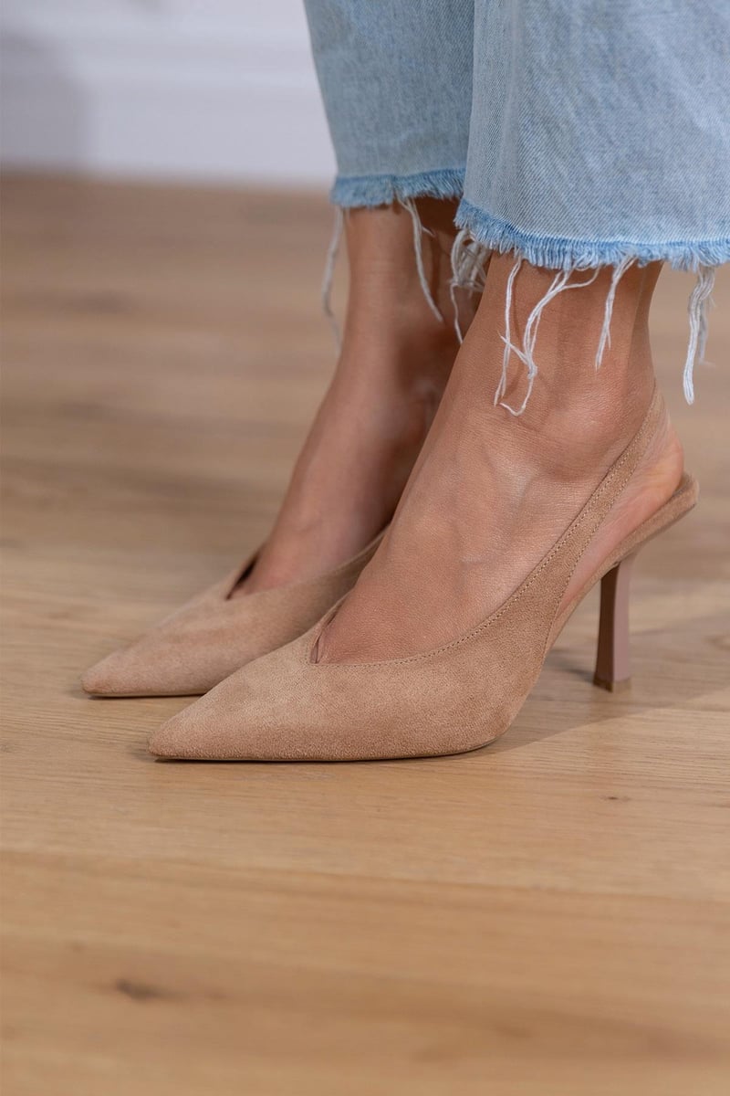 Isla - Nude Slingback Pumps with Slim Heel